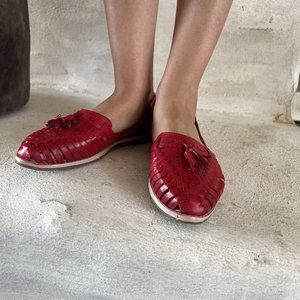 Vintage Mexican Woven Red Shoes